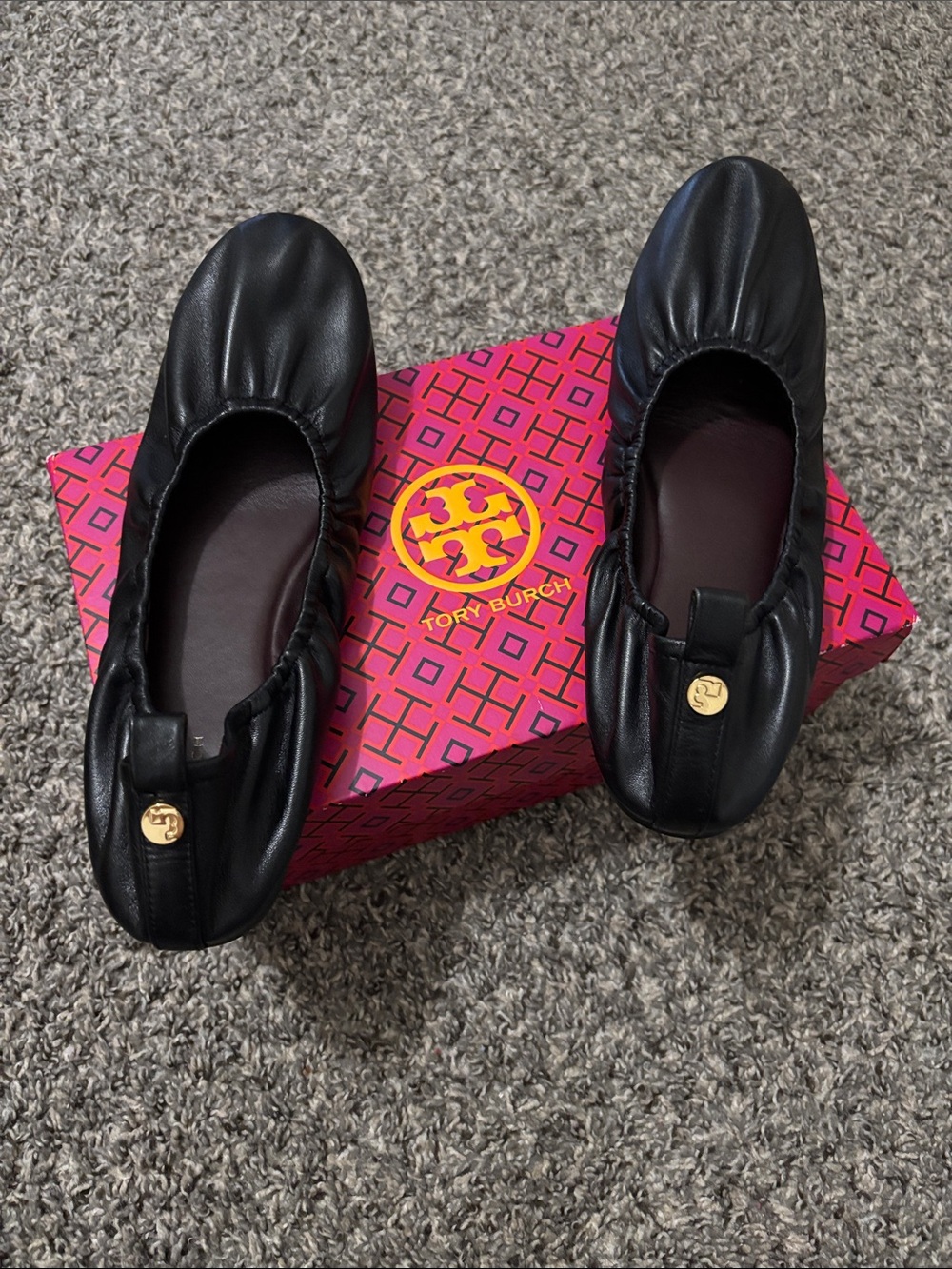 Tory Burch Eddie Ballet 2.0 Napa Leather flats 10.5 minimal casual basic black